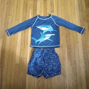 Wonder Nation 2T Shark Rash Guard Swim Set